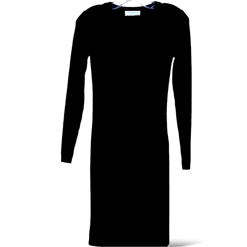 Everlane Luxe Black Wool Bland Ribbed Long Sleeve Dress Size XS - Picture 5 of 11